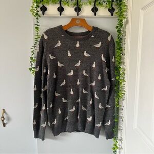 Simons Dark Grey Crewneck Sweater with Seagulls